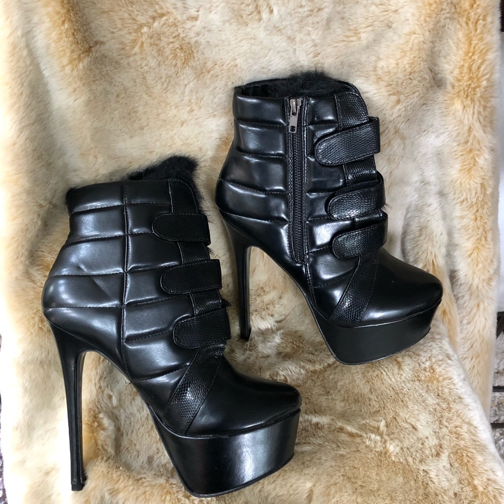 New Paper Fox Black Platform Ankle Boots Sz 9